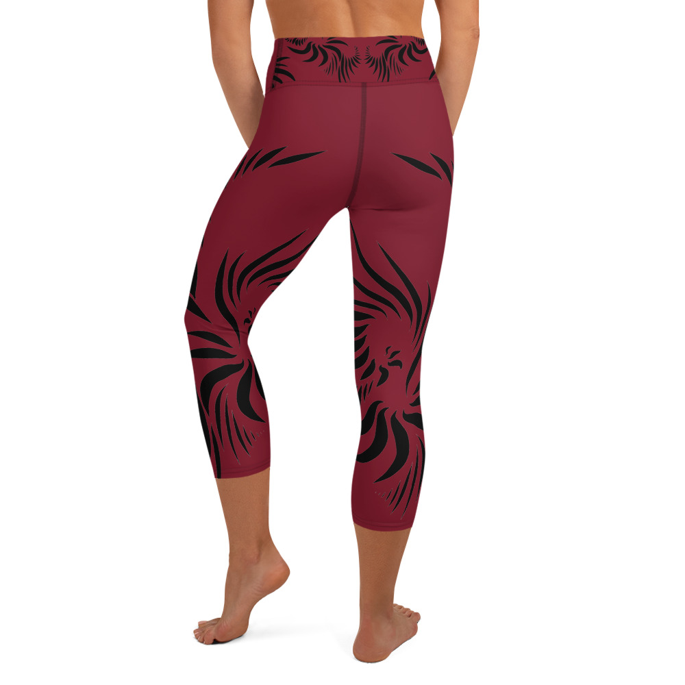Yoga Capri Legging Power UP achterkant : back 2 : warm rood zwart : warm red black