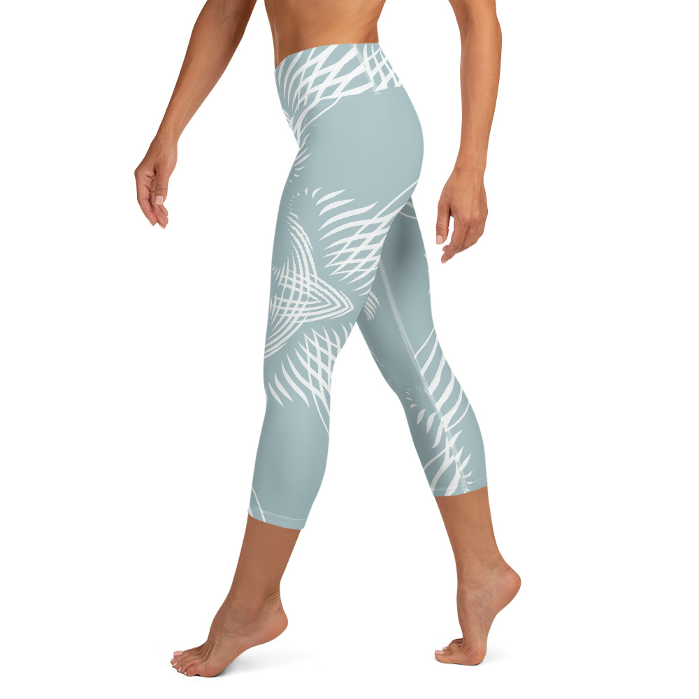 Yoga Capri Legging Proud Pattern zijkant: side L1: mint groen wit : mint green white