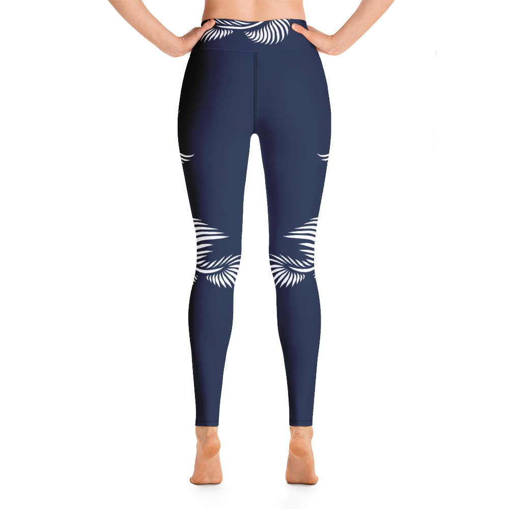 Yoga Legging Lines 4 Peace achterkant: back 1: marine blauw wit: navy blue white