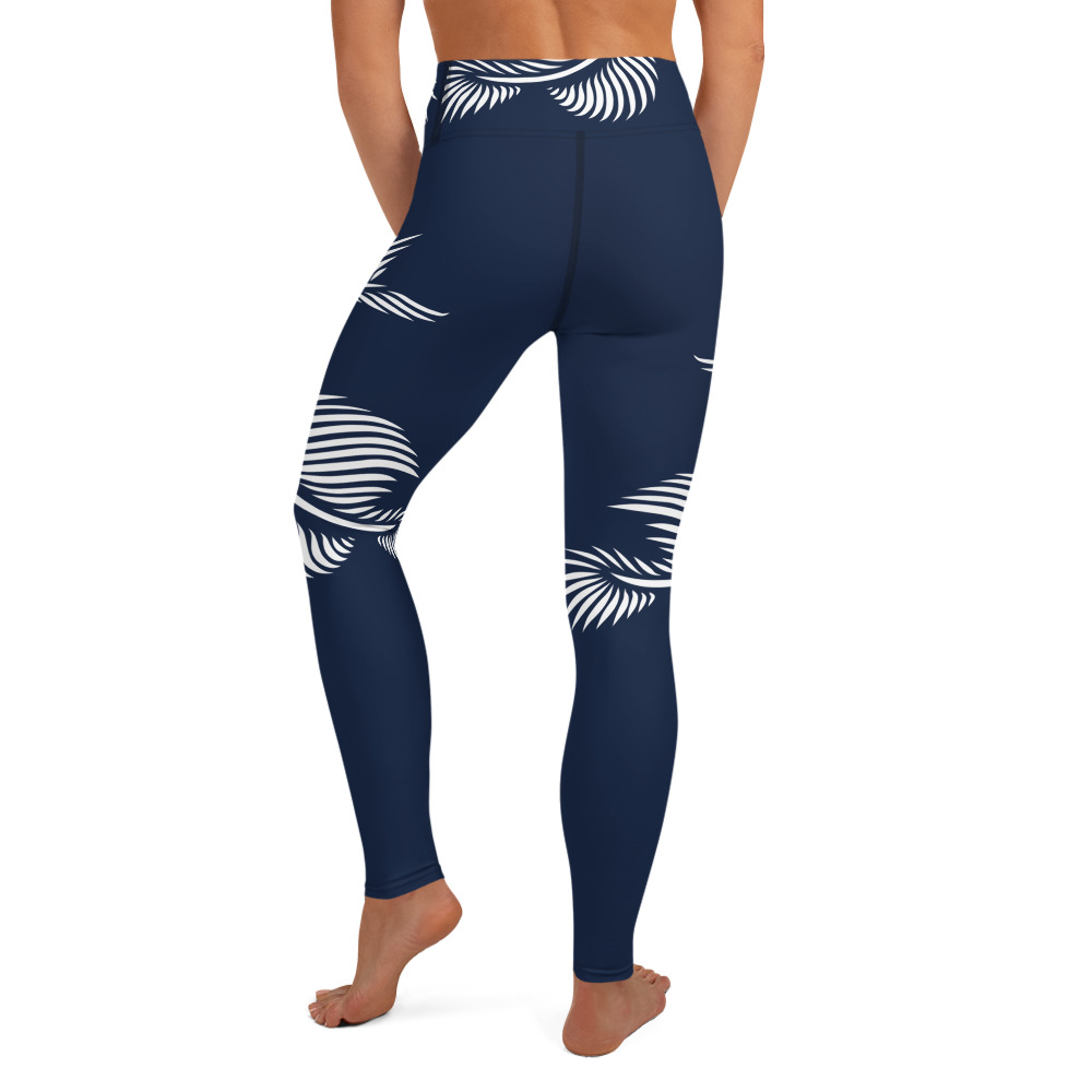 Yoga Legging Lines 4 Peace achterkant: back 2: marine blauw wit: navy blue white