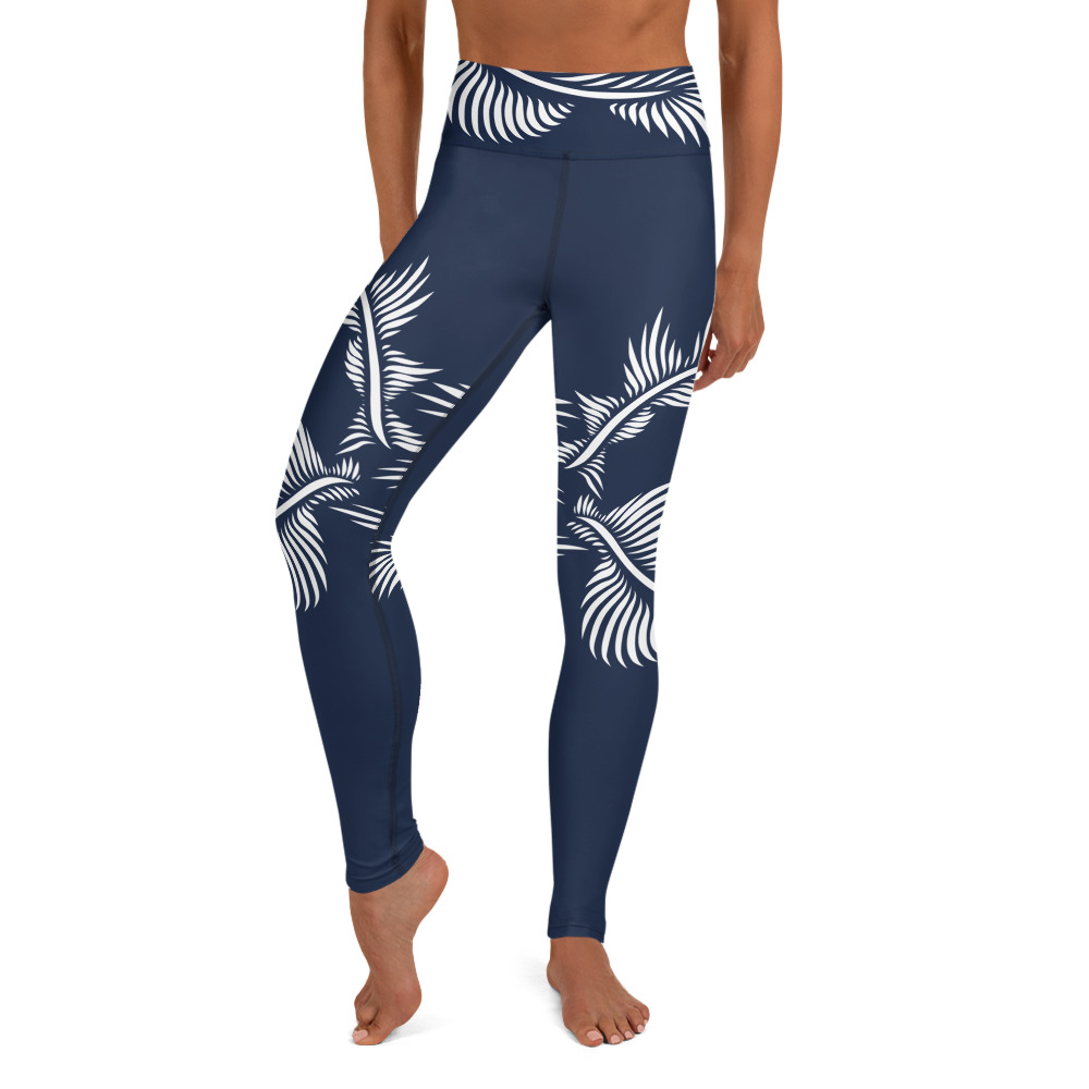 Yoga Legging Lines 4 Peace voorkant: front 2: marine blauw wit: navy blue white