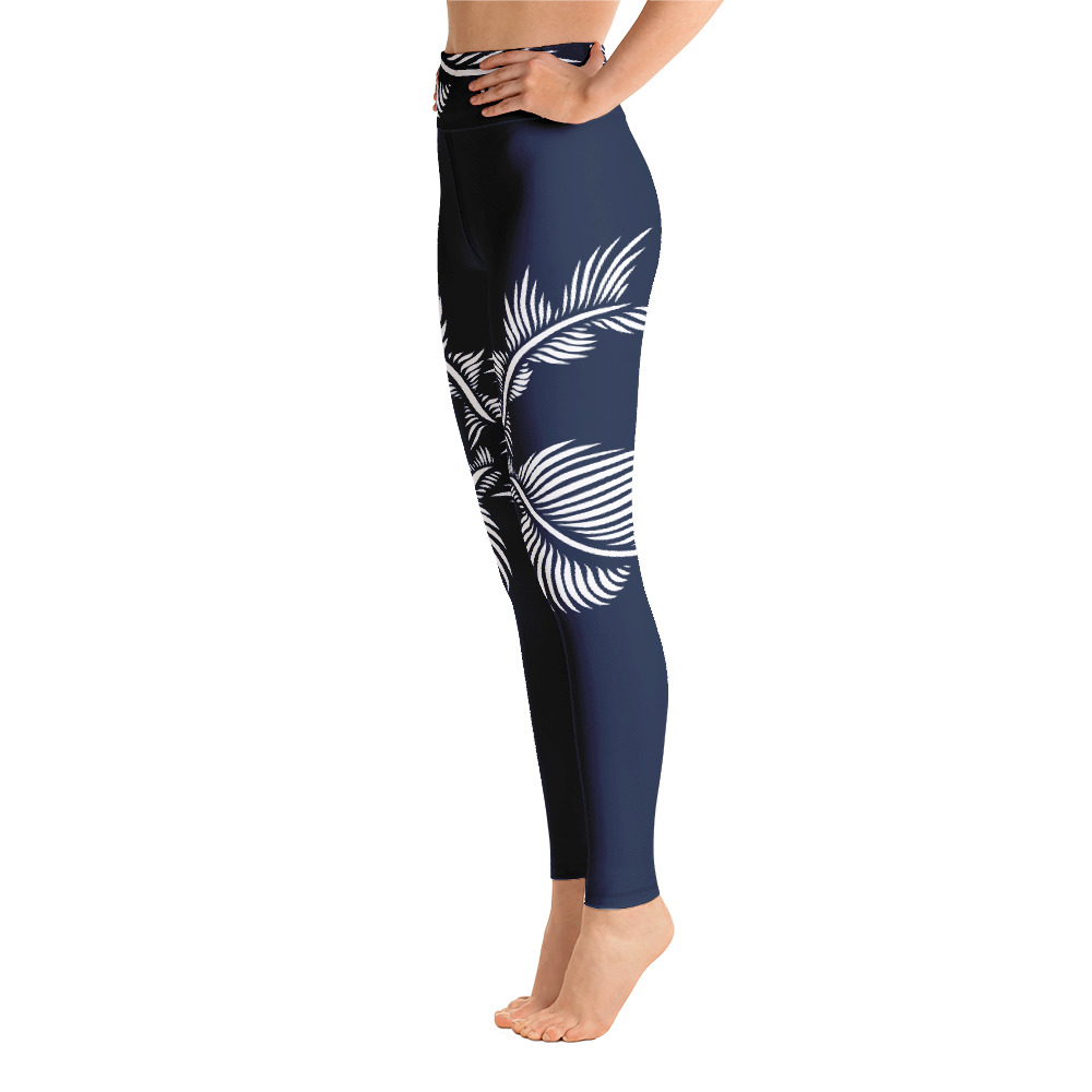 Yoga Legging Lines 4 Peace zijkant: side L1: marine blauw wit: navy blue white