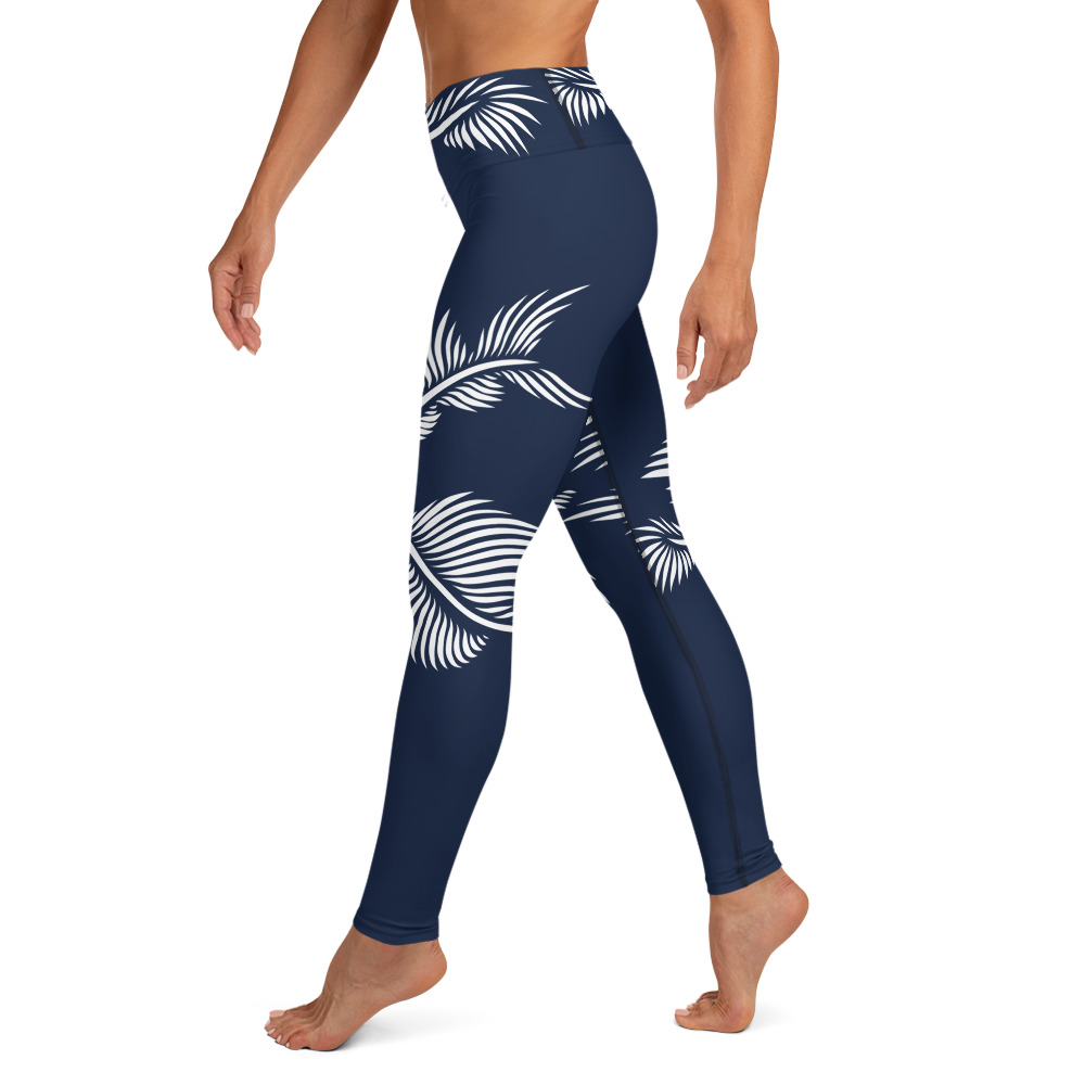 Yoga Legging Lines 4 Peace zijkant: side L2: marine blauw wit: navy blue white