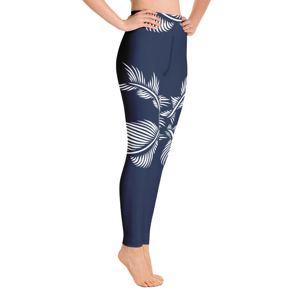 Yoga Legging Lines 4 Peace zijkant: side R1: marine blauw wit: navy blue white