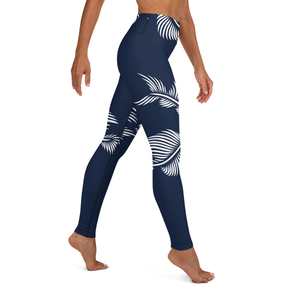 Yoga Legging Lines 4 Peace zijkant: side R2: marine blauw wit: navy blue white