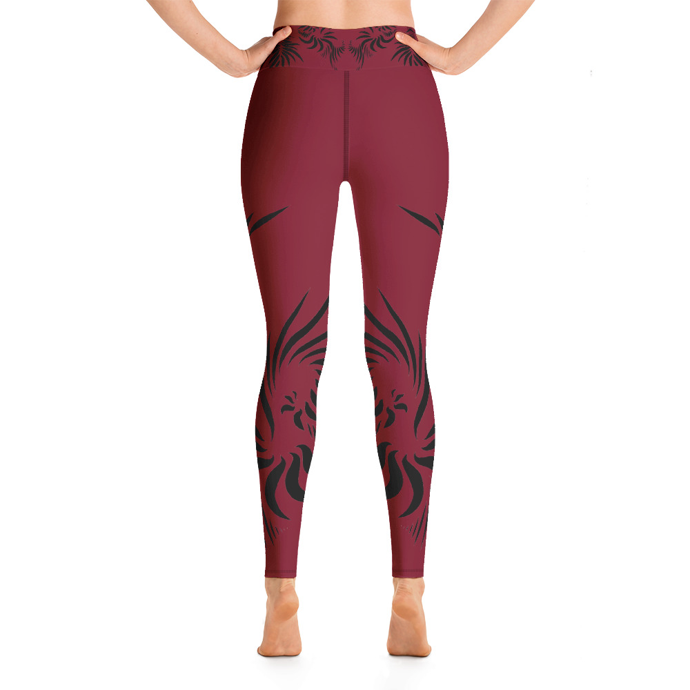 Yoga Legging Power UP achterkant : back 1 : warm rood zwart : warm red black