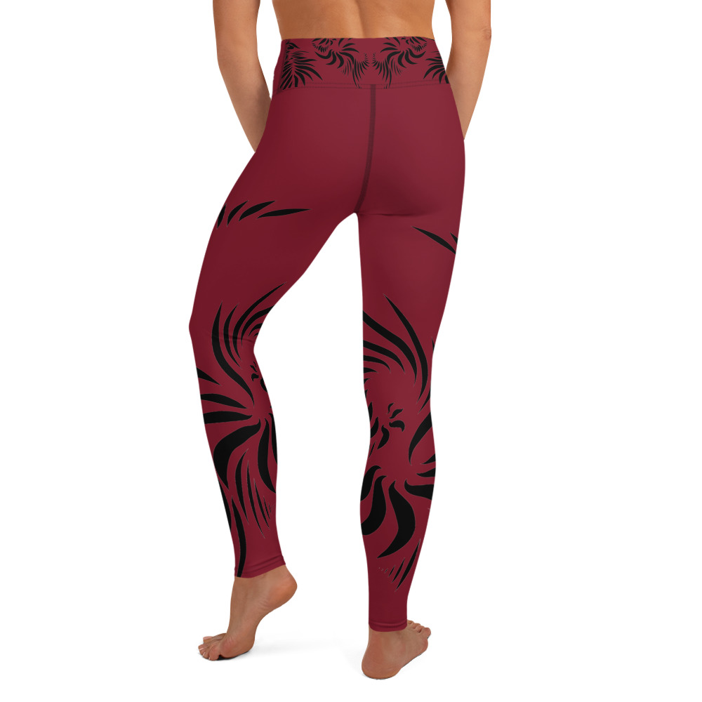 Yoga Legging Power UP achterkant : back 2: warm rood zwart : warm red black