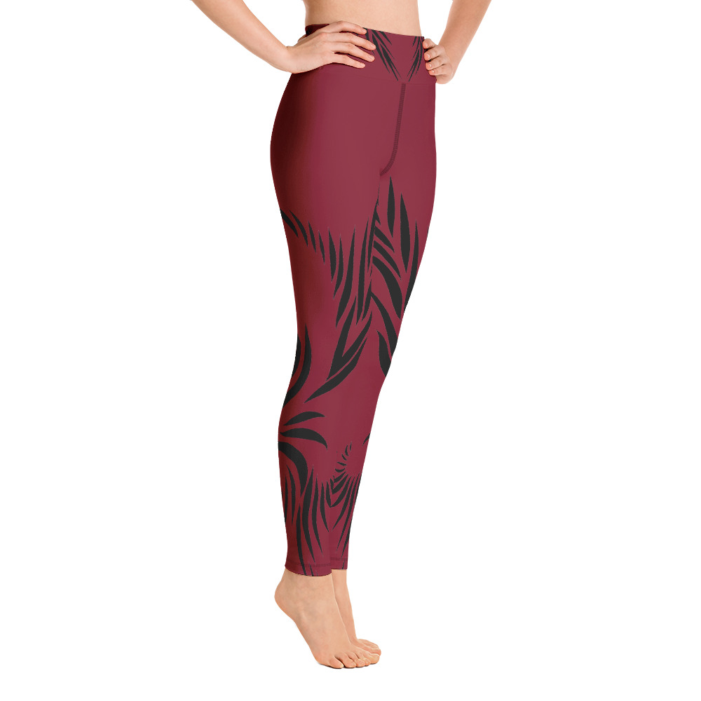 Yoga Legging Power UP zijkant : side R1 : warm rood zwart : warm red black
