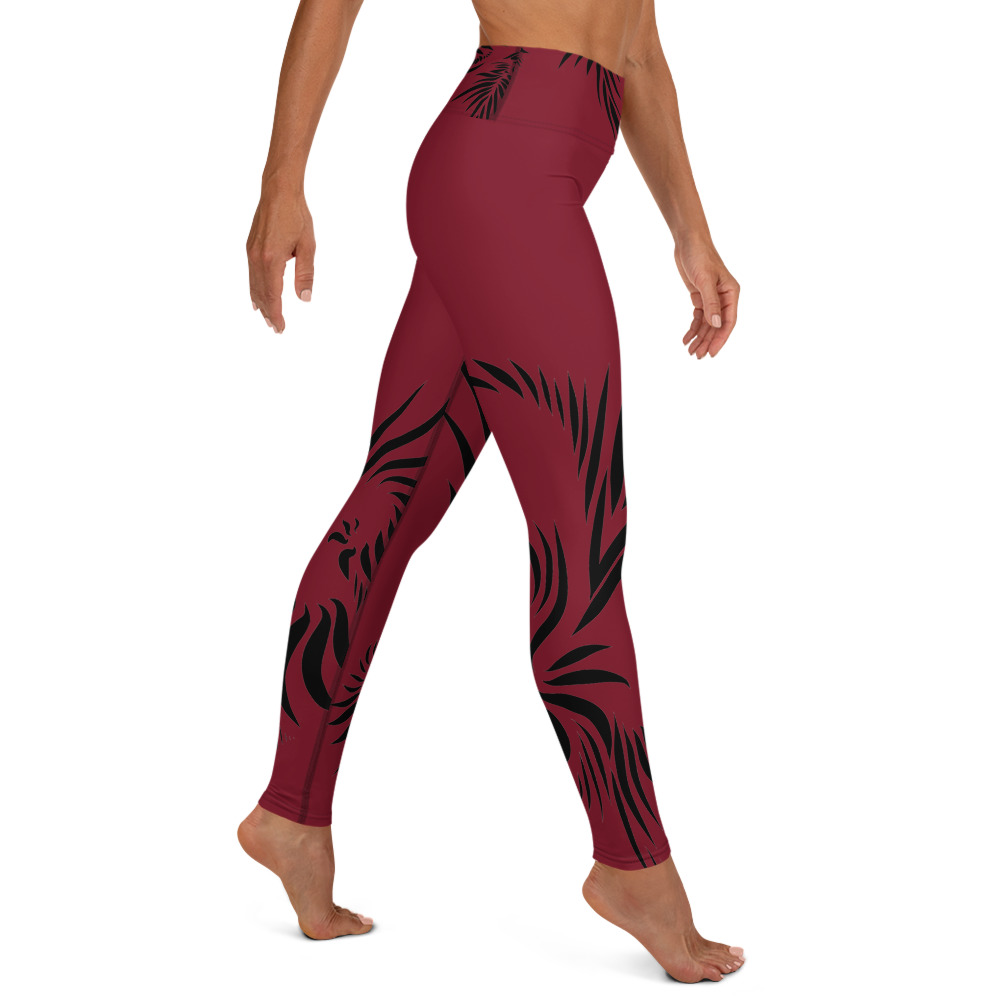 Yoga Legging Power UP zijkant : side R2: warm rood zwart : warm red black