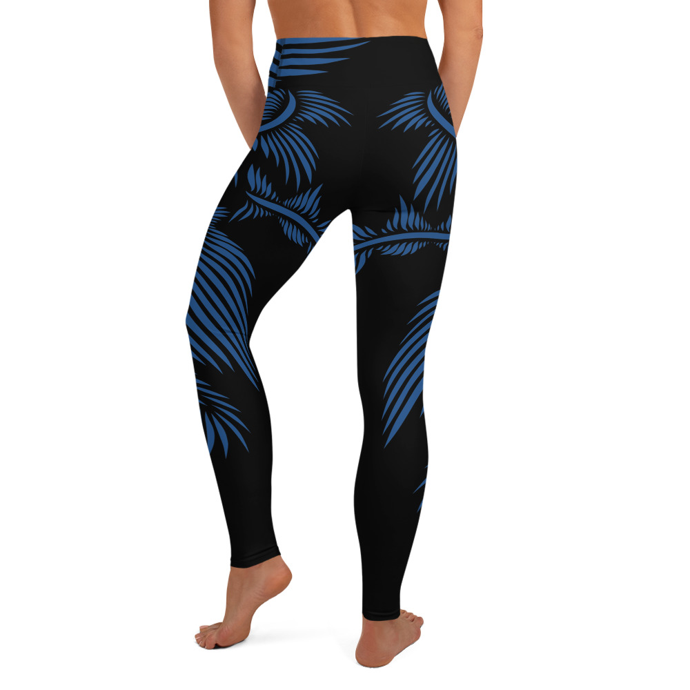 Yoga Sport Legging Lines 4 Peace achterkant: back 2: zwart klassiek blauw: black classic blue