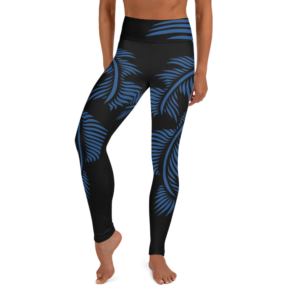 Yoga Sport Legging Lines 4 Peace voorkant: front 2: zwart klassiek blauw: black classic blue