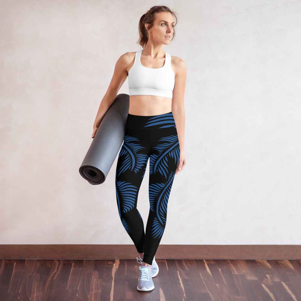 Yoga Sport Legging Lines 4 Peace voorkant: front 4: zwart klassiek blauw: black classic blue