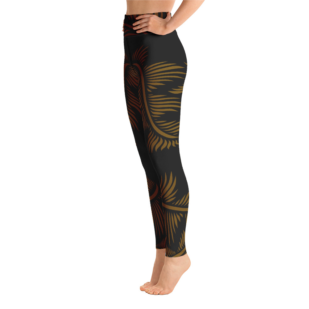 Yoga Sport Legging Lines 4 Peace zijkant: side L1 : zwart hazelnoot bruin: black hazelnut brown