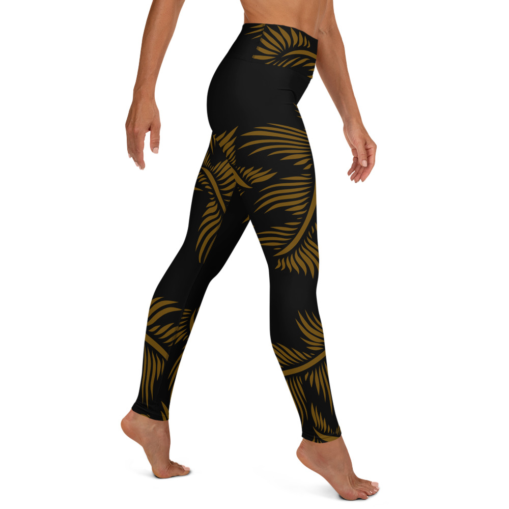 Yoga Sport Legging Lines 4 Peace zijkant: side R2 : zwart hazelnoot bruin: black hazelnut brown