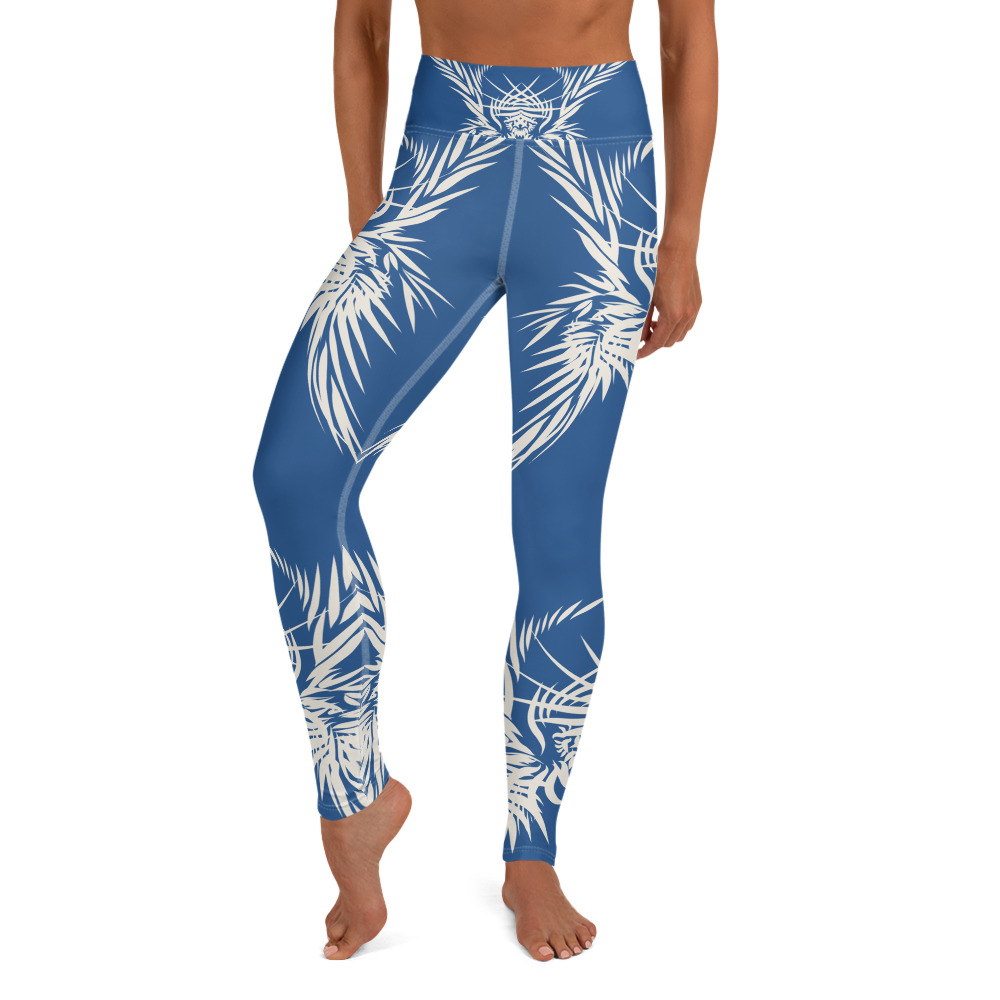 Yoga Sport Legging Tiger Power Up : voorkant - front 2 : klassiek blauw wit - classic blue white