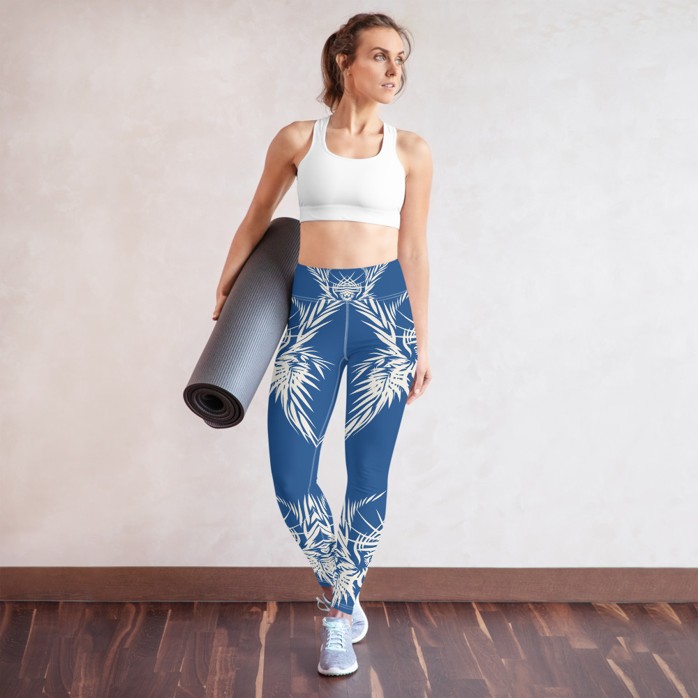Yoga Sport Legging Tiger Power Up : voorkant - front 4 : klassiek blauw wit - classic blue white