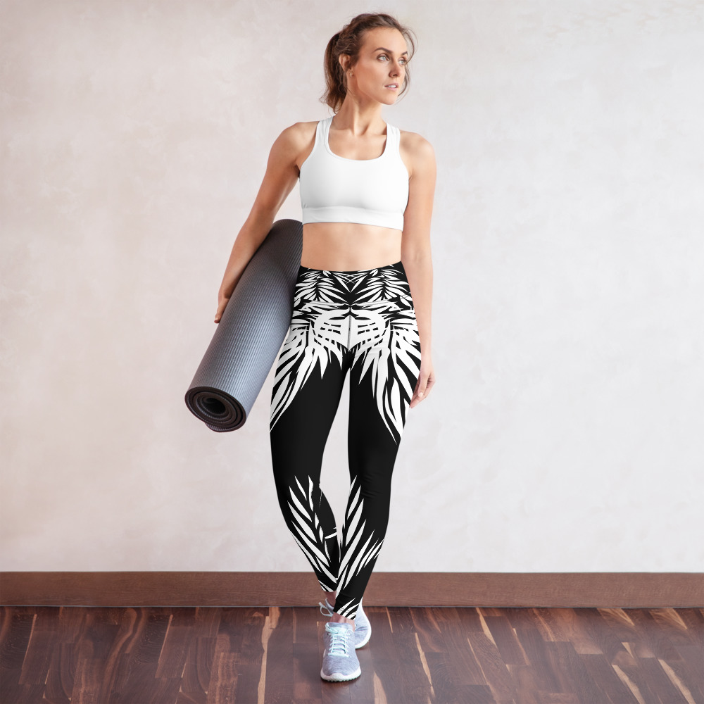 Yoga Sport Legging Tiger Power Up : voorkant : front 4 : zwart wit: black white