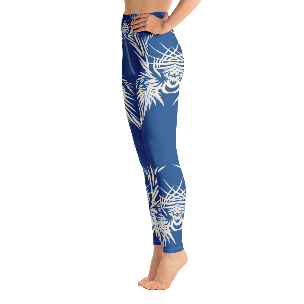 Yoga Sport Legging Tiger Power Up : zijkant - side L1 : klassiek blauw wit - classic blue white