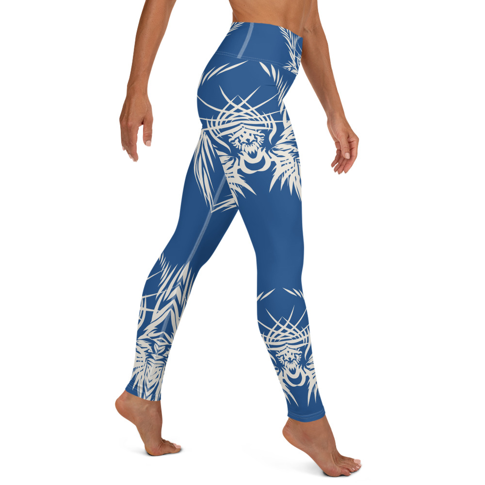 Yoga Sport Legging Tiger Power Up : zijkant - side R2 : klassiek blauw wit - classic blue white