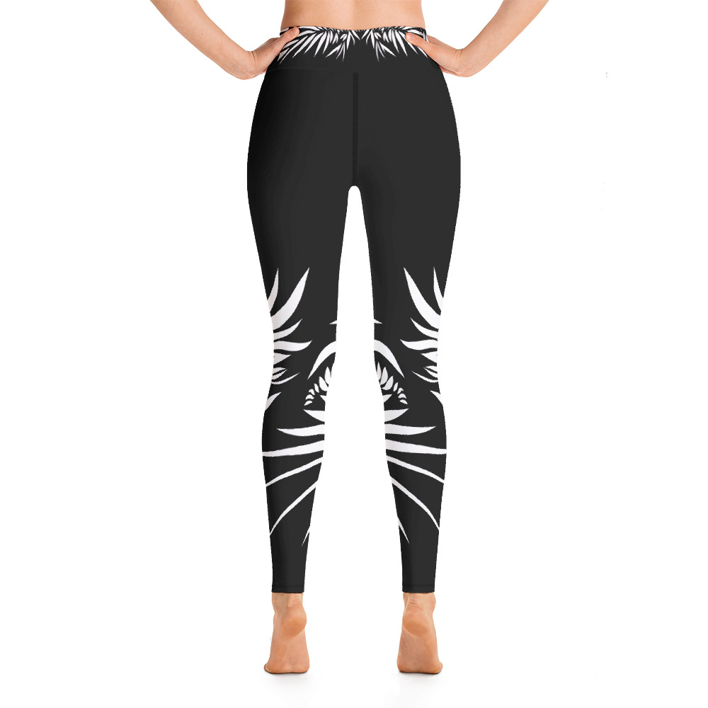 Yoga Sport Legging Yin Yang Power Up : achterkant : back 1 : zwart wit: black white
