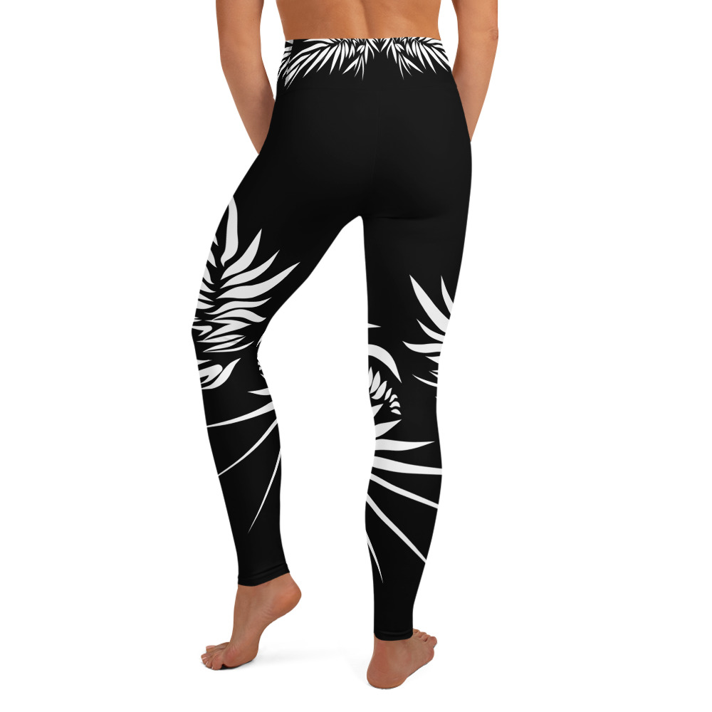 Yoga Sport Legging Yin Yang Power Up : achterkant : back 2 : zwart wit: black white