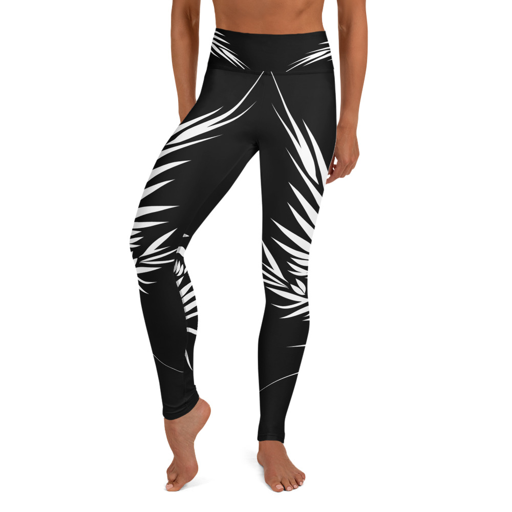 Yoga Sport Legging Yin Yang Power Up : voorkant : front 2 : zwart wit: black white
