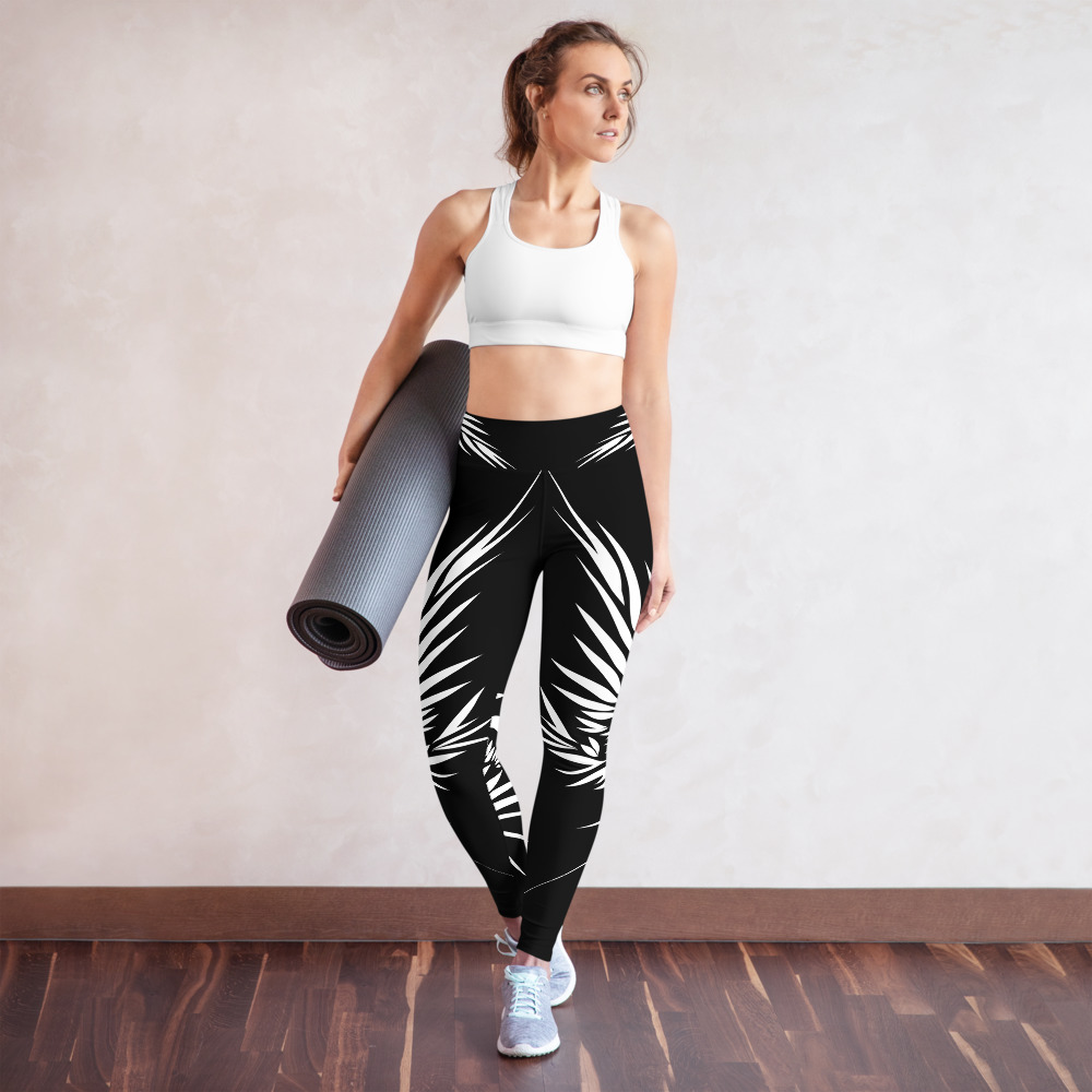 Yoga Sport Legging Yin Yang Power Up : voorkant : front 3 : zwart wit: black white