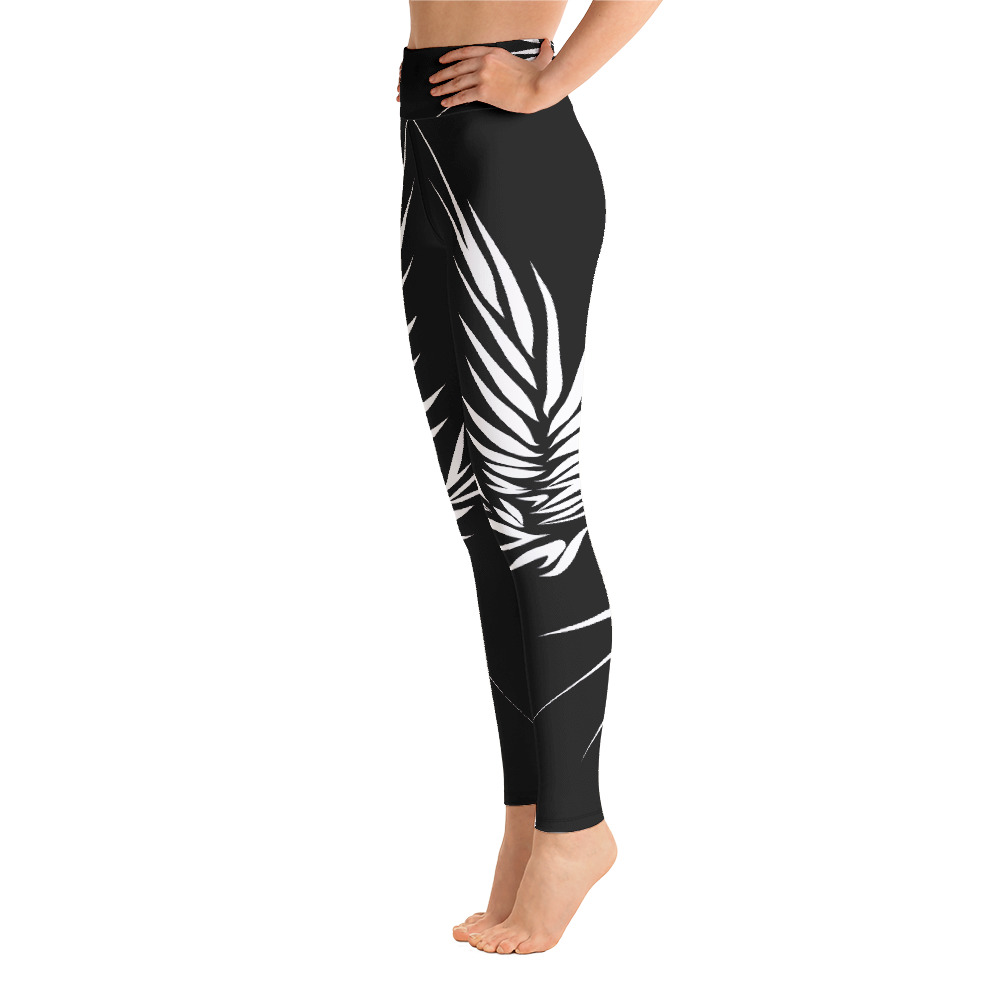 Yoga Sport Legging Yin Yang Power Up : zijkant : side L1 : zwart wit: black white