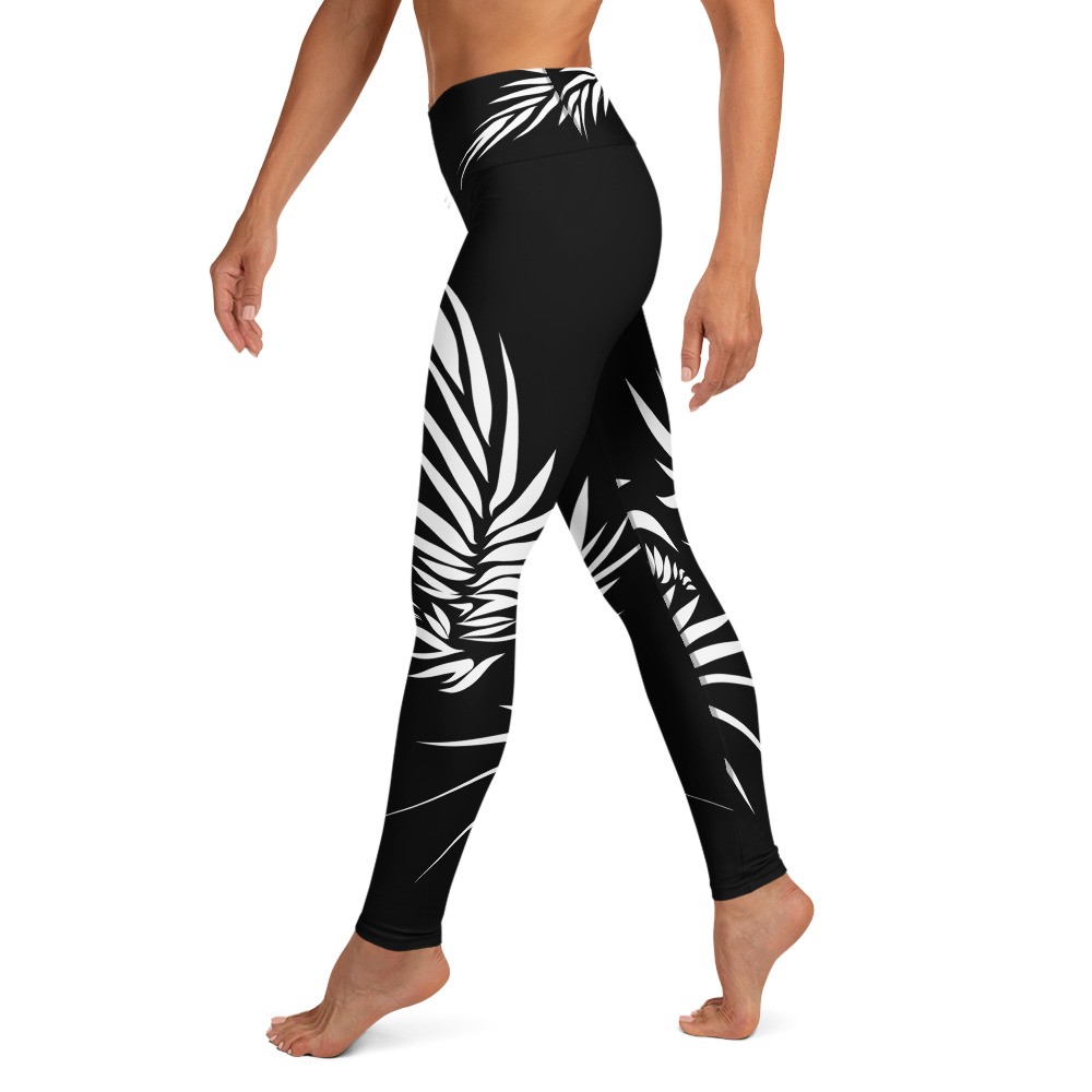 Yoga Sport Legging Yin Yang Power Up : zijkant : side L2 : zwart wit: black white