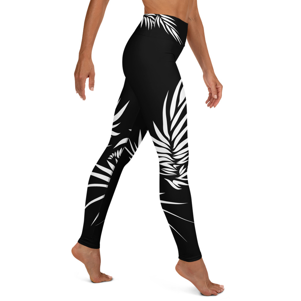 Yoga Sport Legging Yin Yang Power Up : zijkant : side R2 : zwart wit: black white