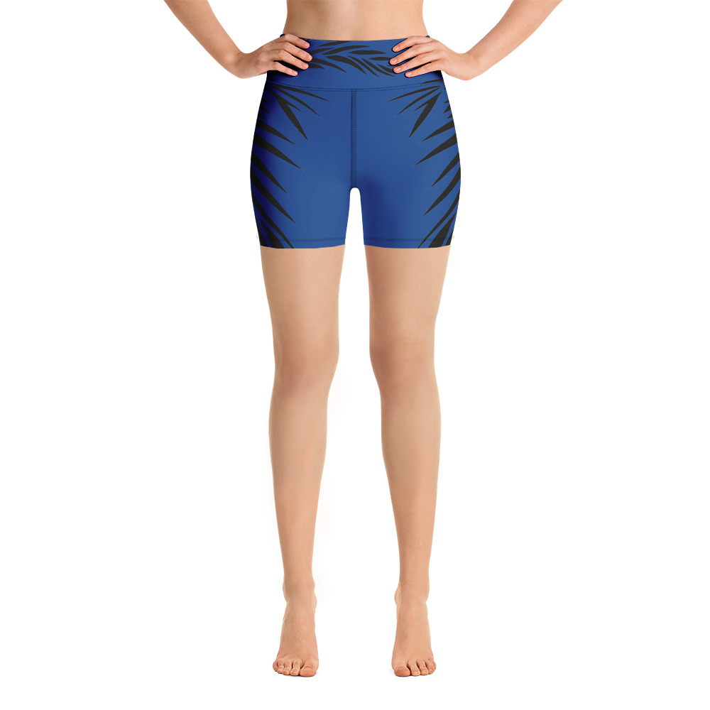 Yoga Sport Short Power Up voorkant: front 1 : kobalt blauw zwart- cobalt blue black