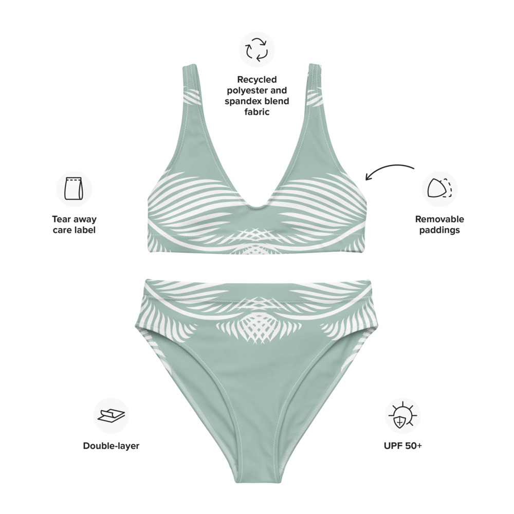 Recycled Bikini Lines 4 Peace Mint groen wit - mint green white : mock up vk 3