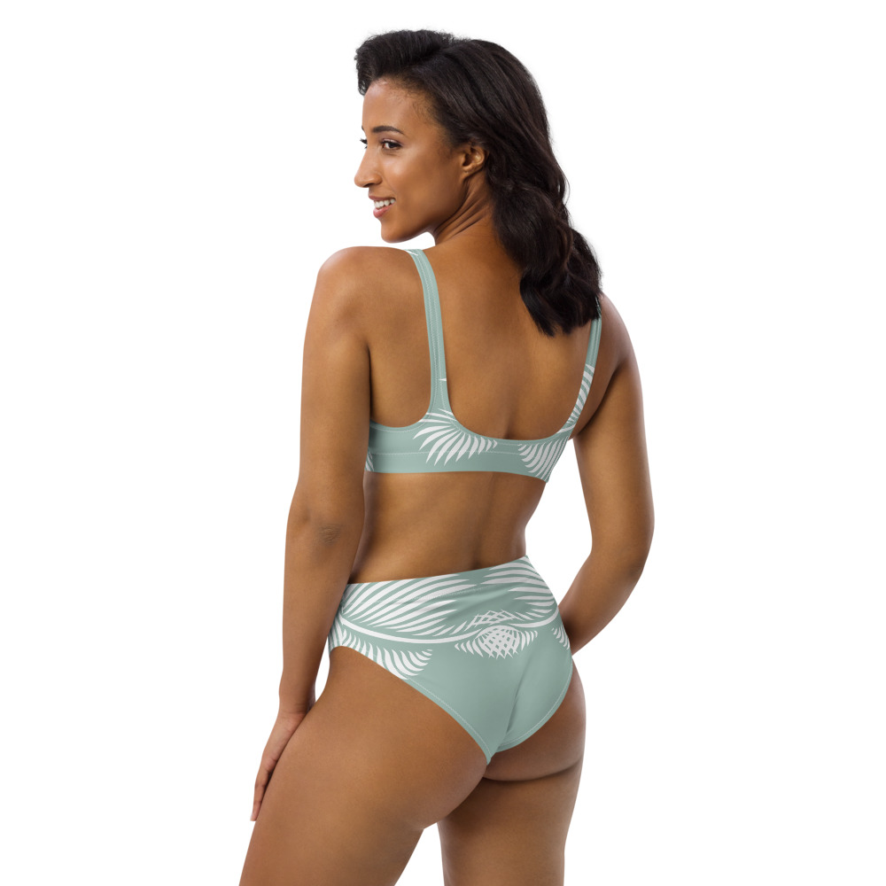 Recycled Bikini Lines 4 Peace Mint groen wit - mint green white : zijkant side 2