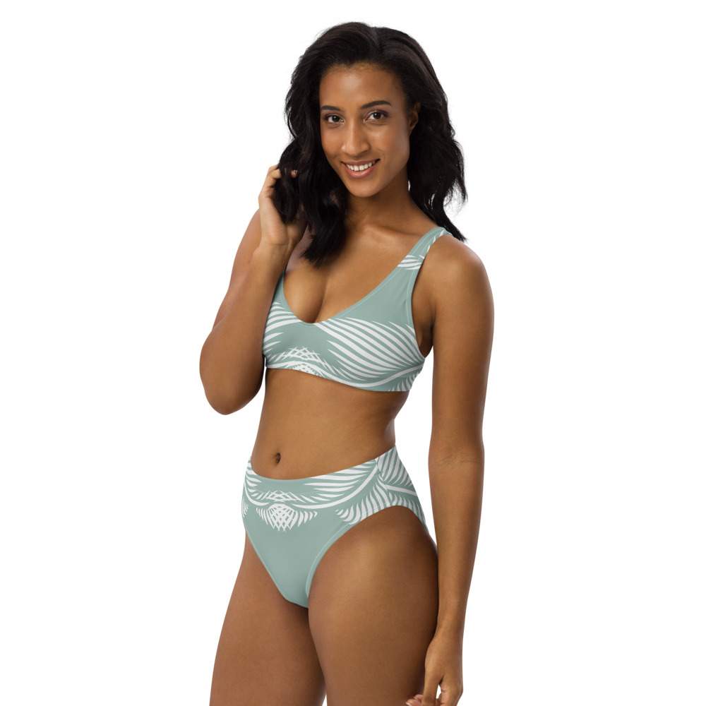 Recycled Bikini Lines 4 Peace Mint groen wit - mint green white : zijkant side 4