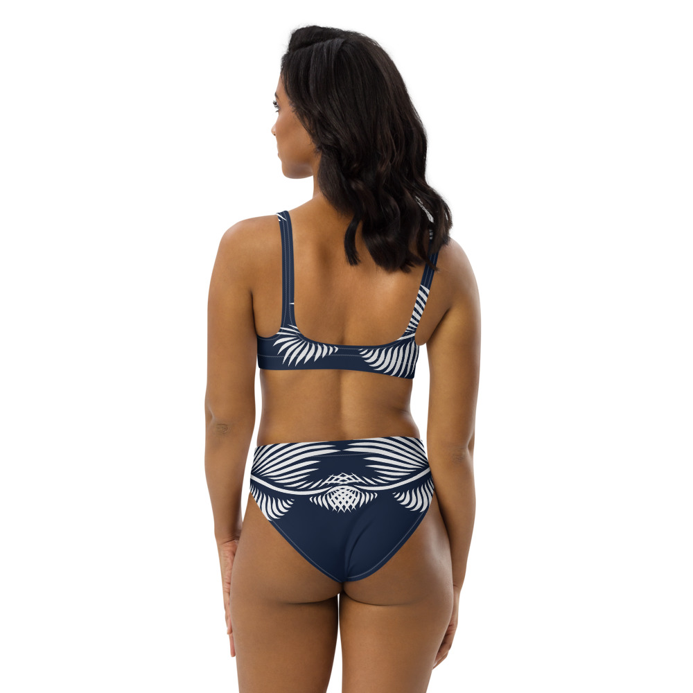 Recycled Bikini Lines 4 Peace marine blauw wit - navy blue white : achterkant back 2