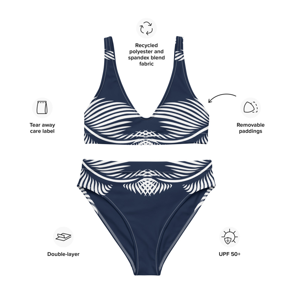 Recycled Bikini Lines 4 Peace marine blauw wit - navy blue white : mock up 10