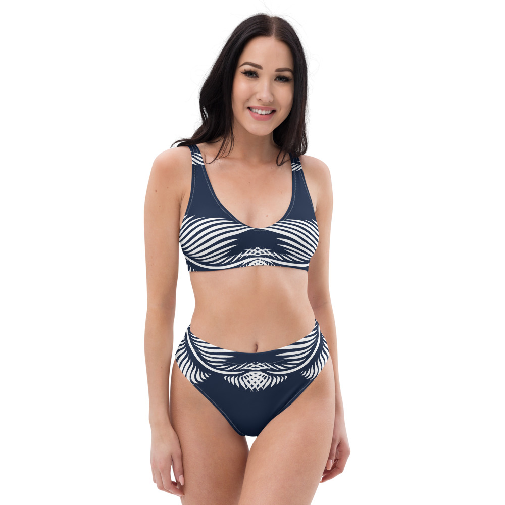 Recycled Bikini Lines 4 Peace marine blauw wit - navy blue white : voorkant front 2