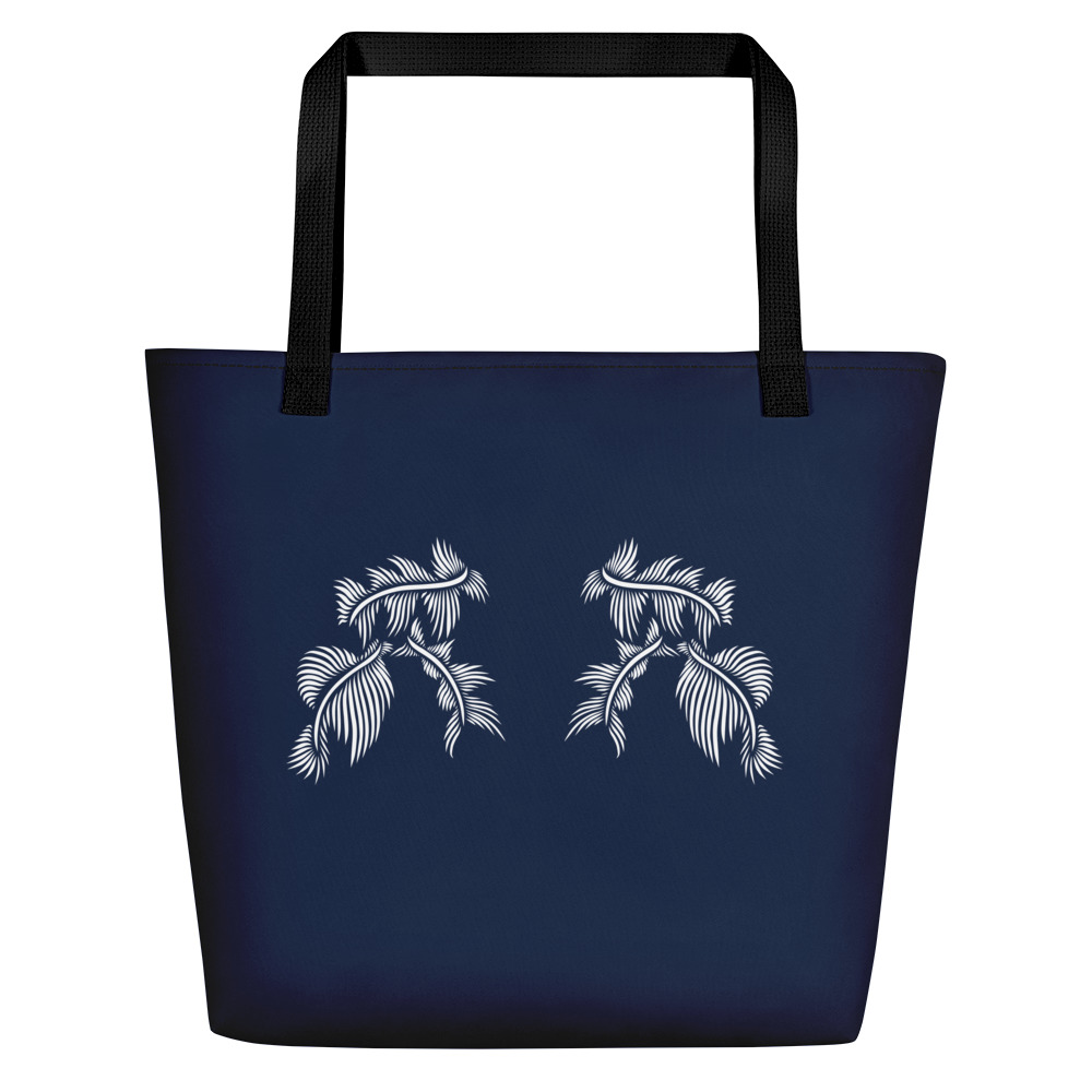 Strandtas Lines 4 Peace : marine blauw wit -navy blue white : achterkant back 1