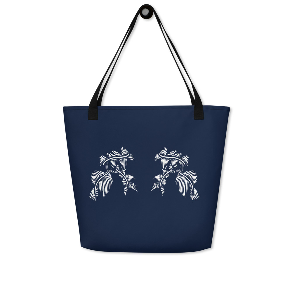 Strandtas Lines 4 Peace : marine blauw wit -navy blue white : achterkant back 2