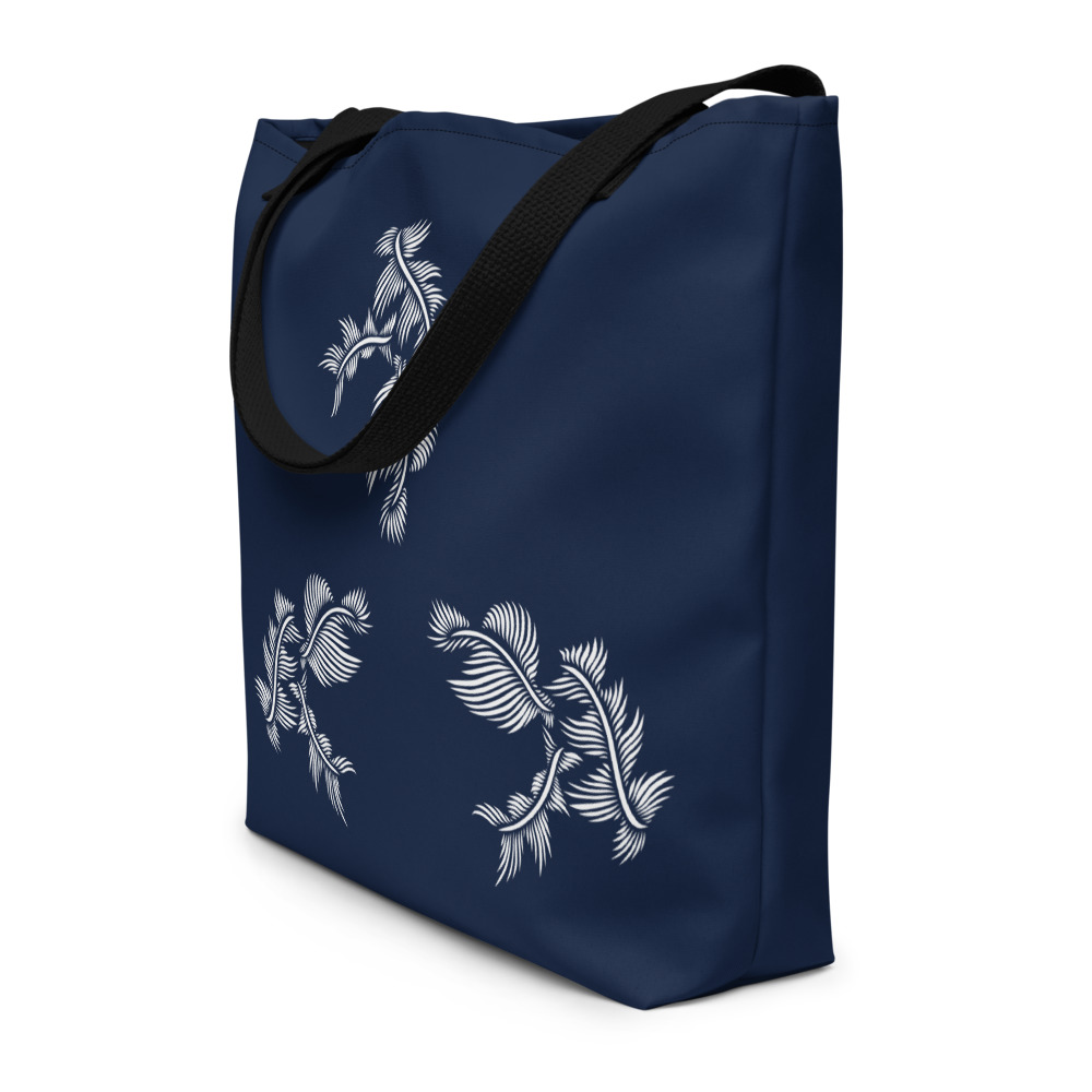 Strandtas Lines 4 Peace : marine blauw wit -navy blue white : detail 1