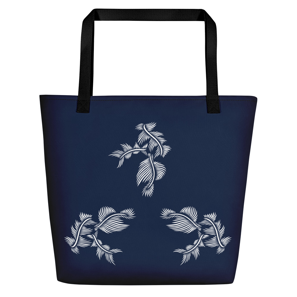 Strandtas Lines 4 Peace : marine blauw wit -navy blue white : voorkant front 1