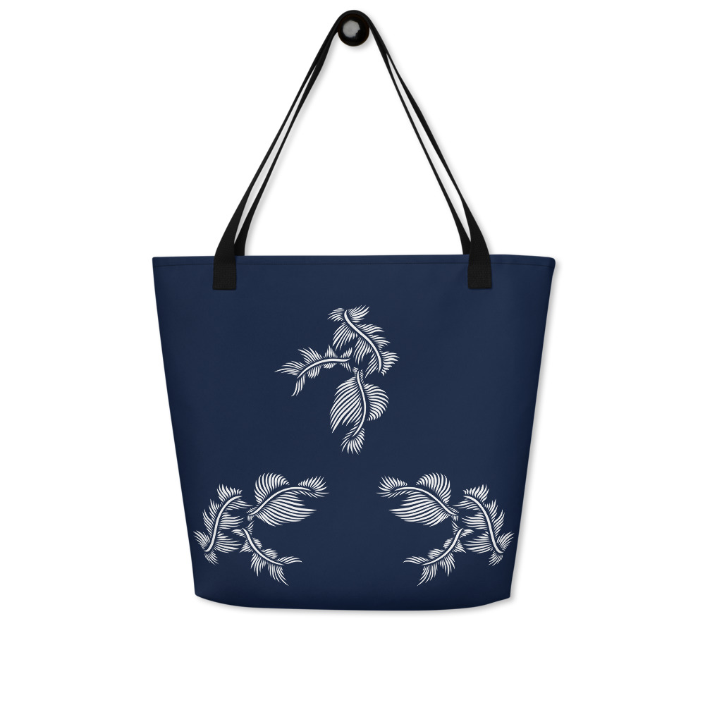 Strandtas Lines 4 Peace : marine blauw wit -navy blue white : voorkant front 2