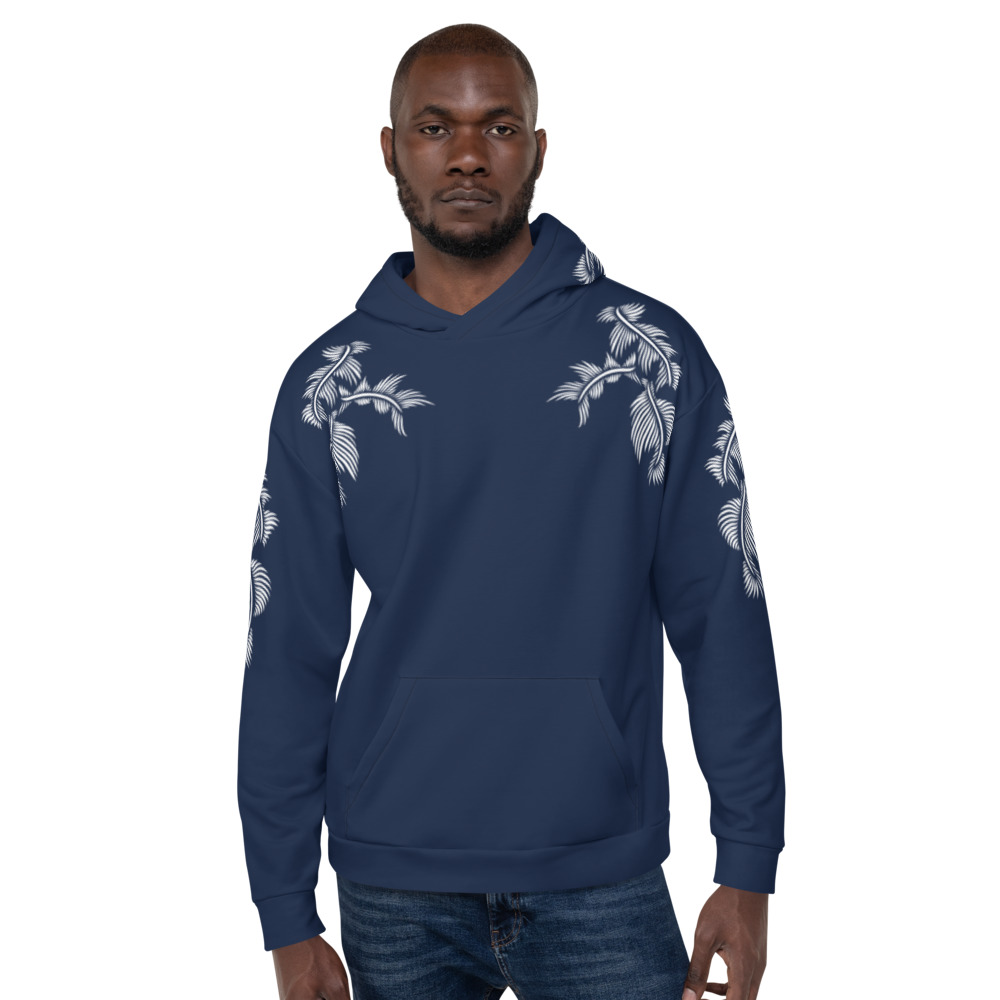 Unisex Hoodie Lines 4 Peace : marine blauw wit : voorkant 3