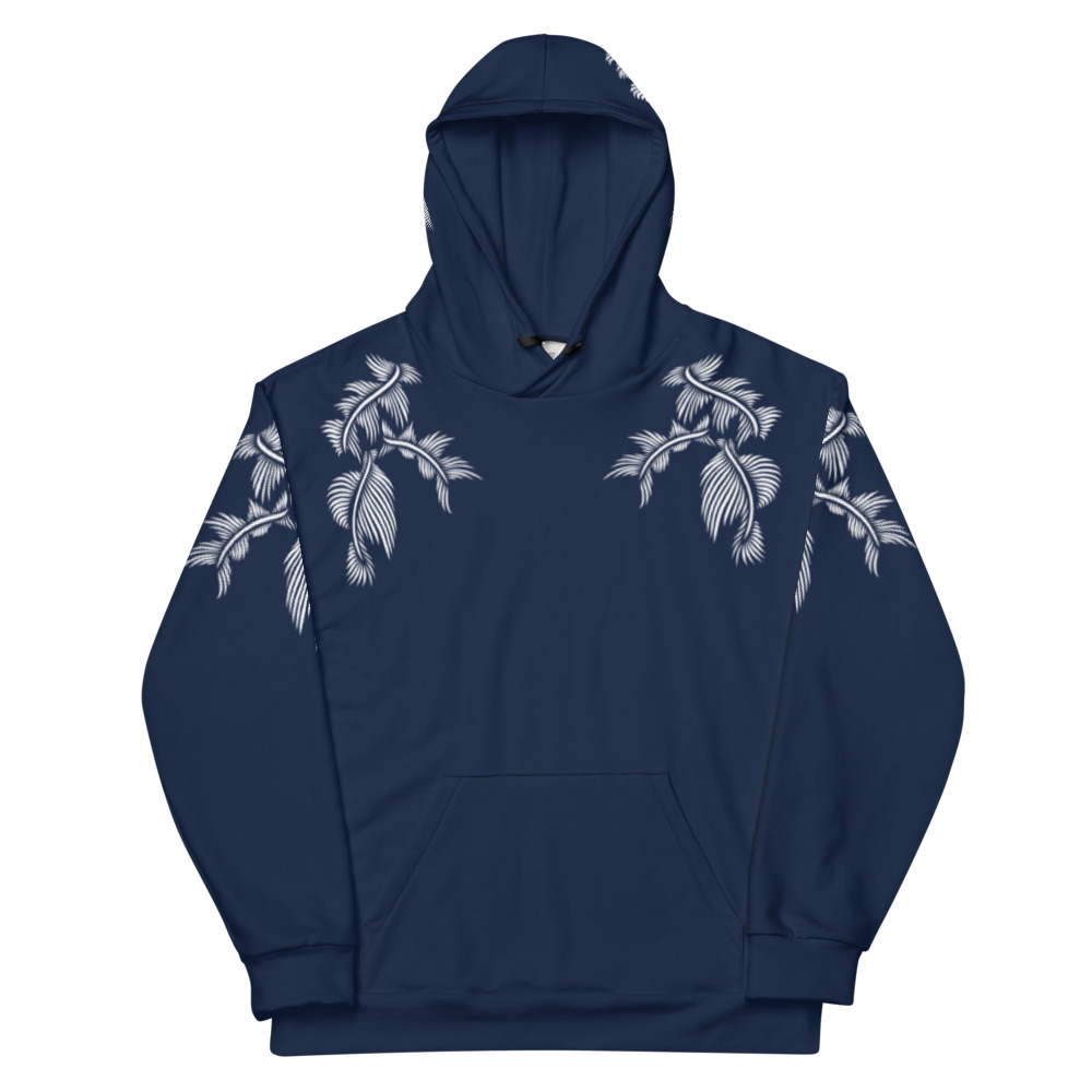 Unisex Hoodie Lines 4 Peace : marine blauw wit : voorkant 7