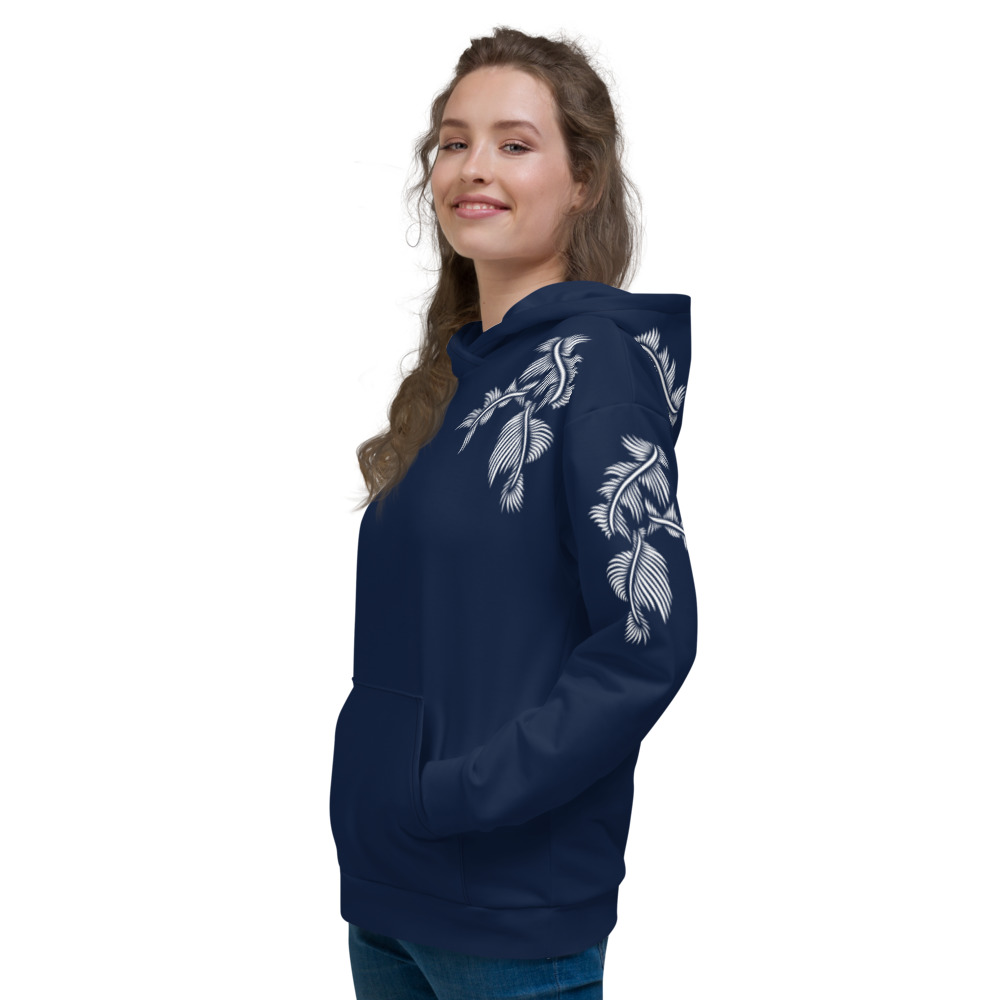 Unisex Hoodie Lines 4 Peace : marine blauw wit : zijkant 2