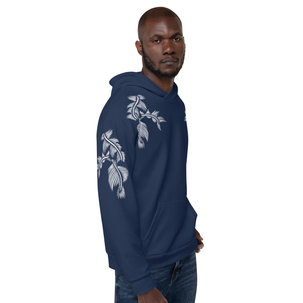 Unisex Hoodie Lines 4 Peace : marine blauw wit : zijkant 8