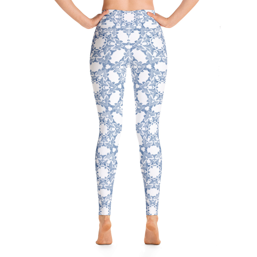 Yoga Sport Legging Grace in Lace achterkant: back 1 : wit klassiek blauw - white classic blue