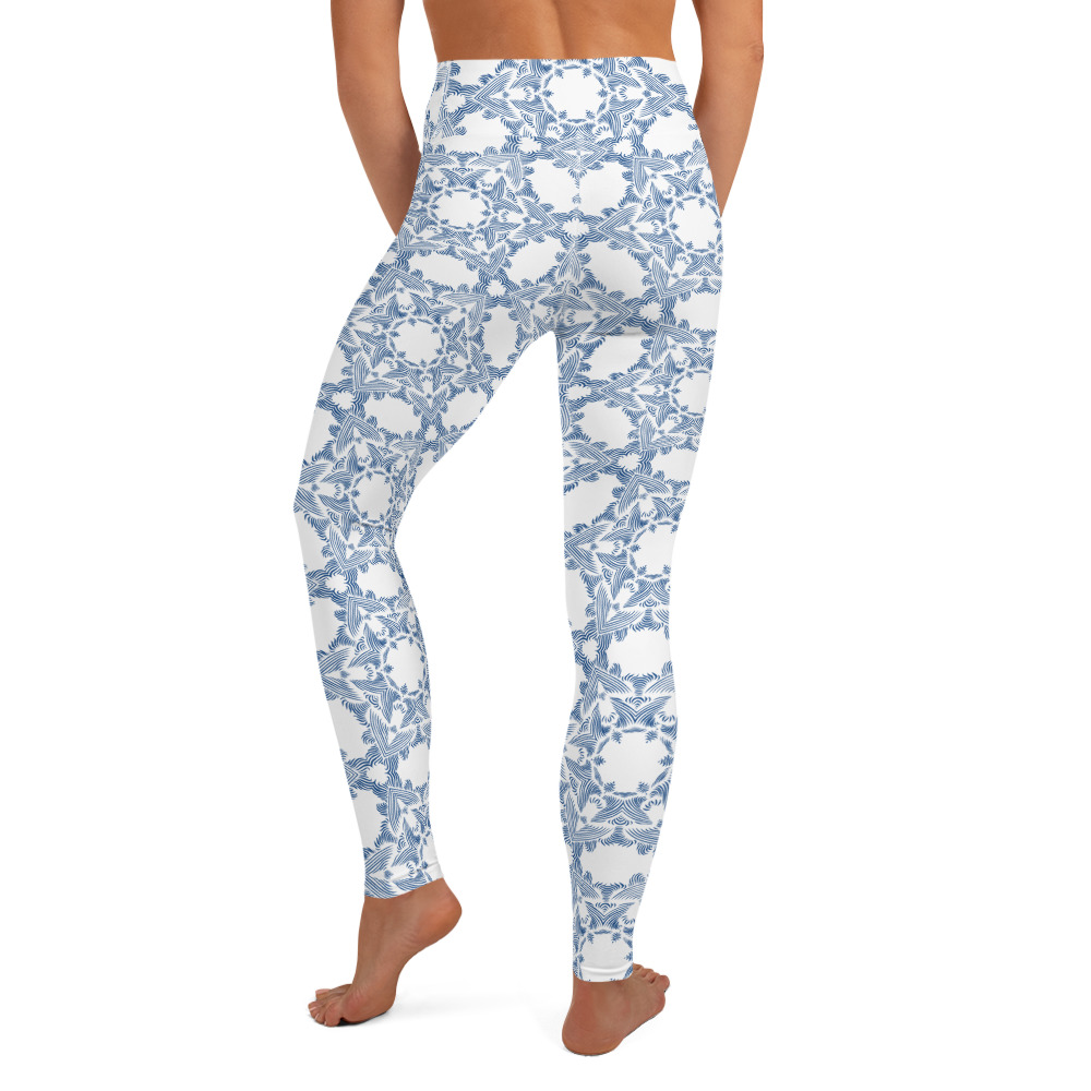 Yoga Sport Legging Grace in Lace achterkant: back 2 : wit klassiek blauw - white classic blue
