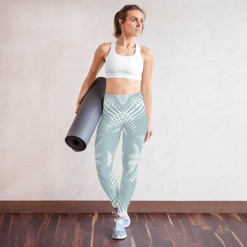 Yoga Sport Legging Proud Pattern voorkant: front 4: mint groen wit : mint green white
