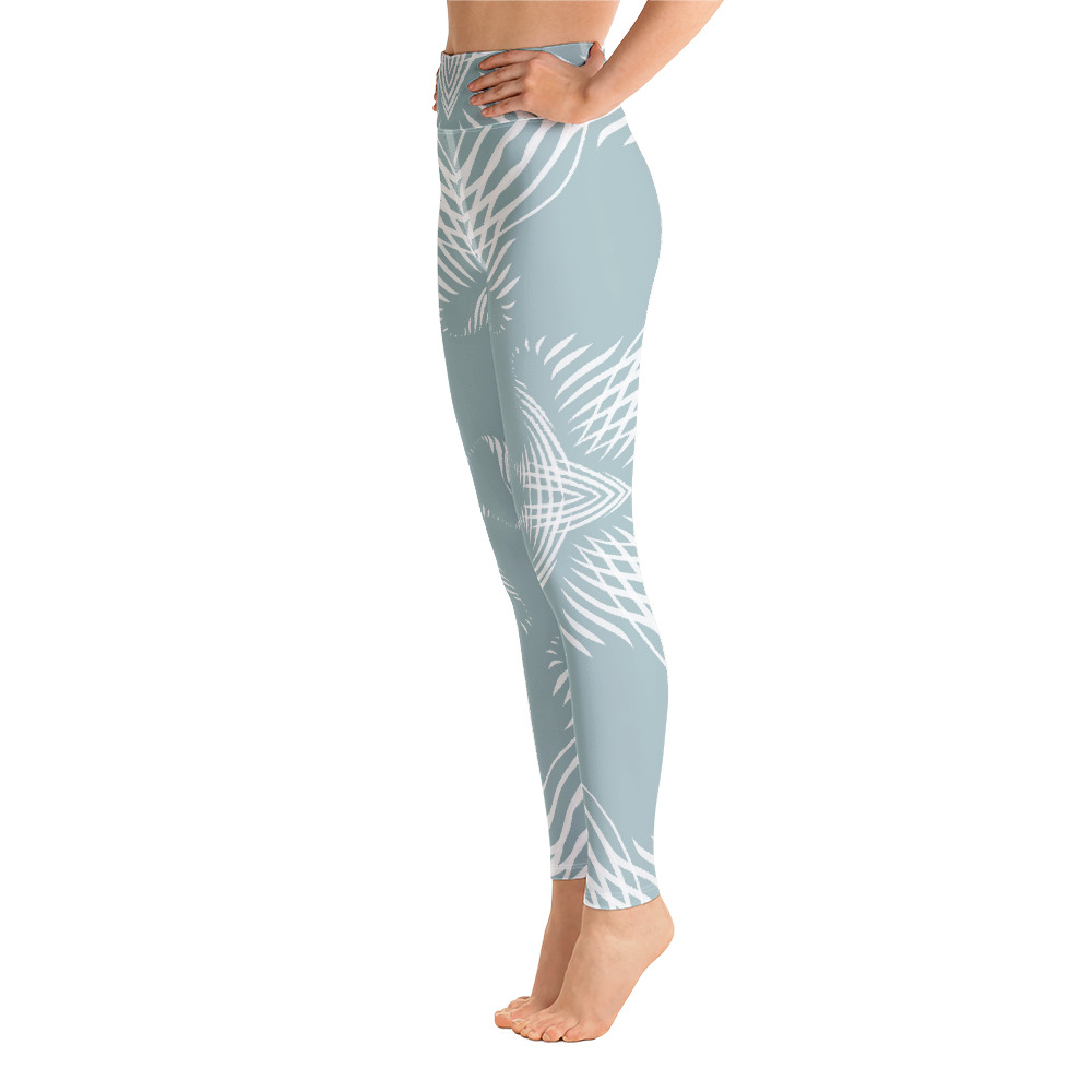 Yoga Sport Legging Proud Pattern zijkant: side L1: mint groen wit : mint green white